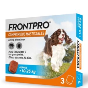 Frontpro comprimidos masticables contra pulgas y garrapatas. De 10-25kg