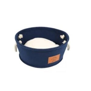 Cesta de fieltro con cojín, azul marino más cojín en beige